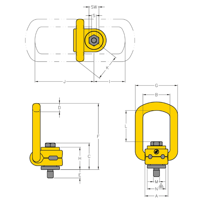 Yoke Type 211 Lifting Point Dimensions